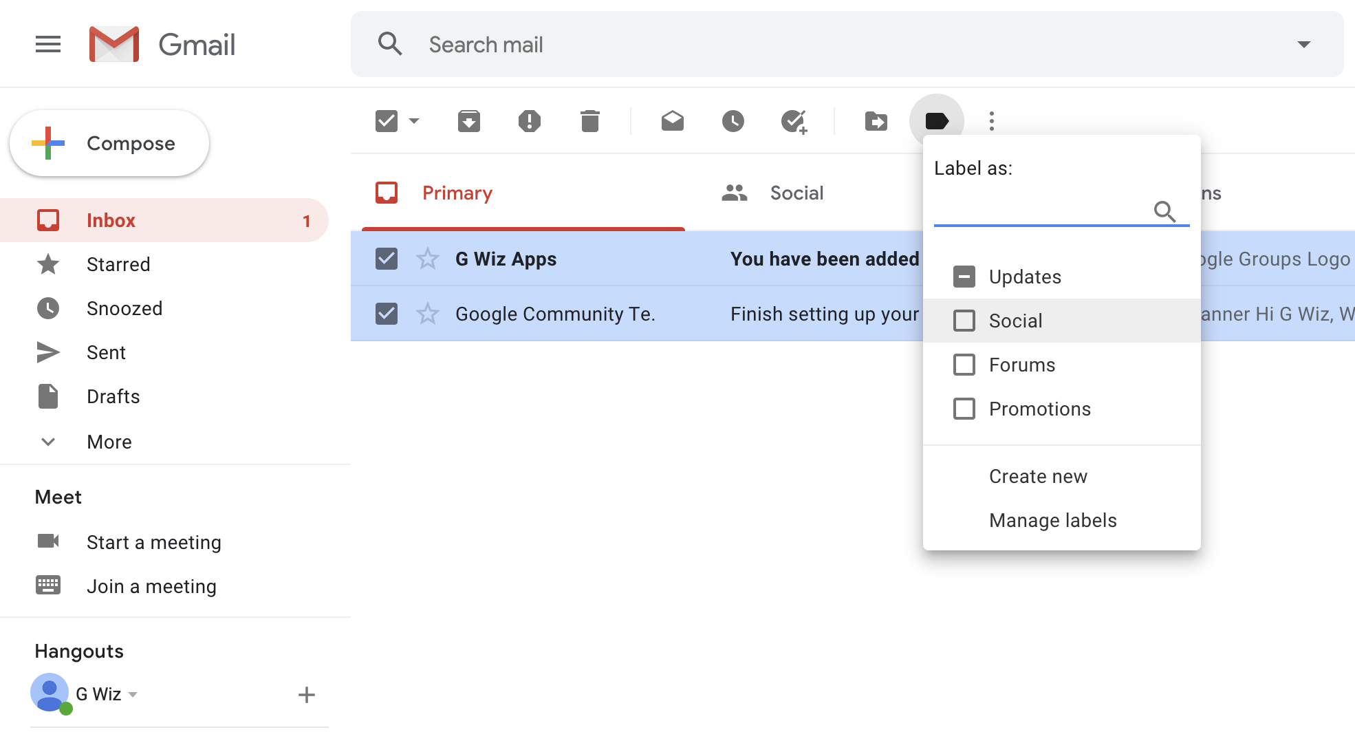 Add a label to your emails